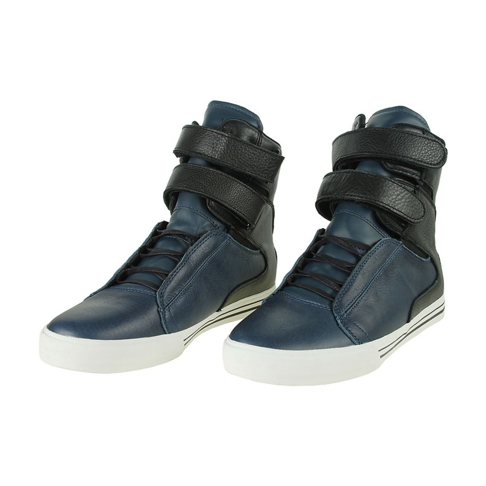 Baskets Montantes Supra TK Society Bleu Marine Noir Navy/Black Leather Homme | OEI-53407743